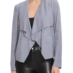 🧥‎ Bagatelle Gray Faux Suede Draped Waterfall Jacket NWT Women M Chic✨